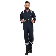 Club Twenty One Workwear Dubai Cotton Navy Blue Safety Coverall with Reflective Tape, 2006, Size: M