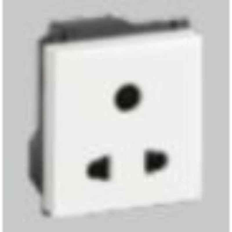 Crabtree Murano 6A 3 Pin White Shuttered Socket with ISI Marking, ACMKPXW063 (Pack of 10)