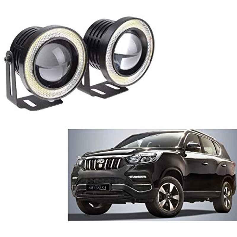 Kozdiko 2 Pcs 15W 3.5 inch High Power White LED Projector COB Fog Light Set with White Angel Eye Ring for Mahindra Alturas G4, koz_72464