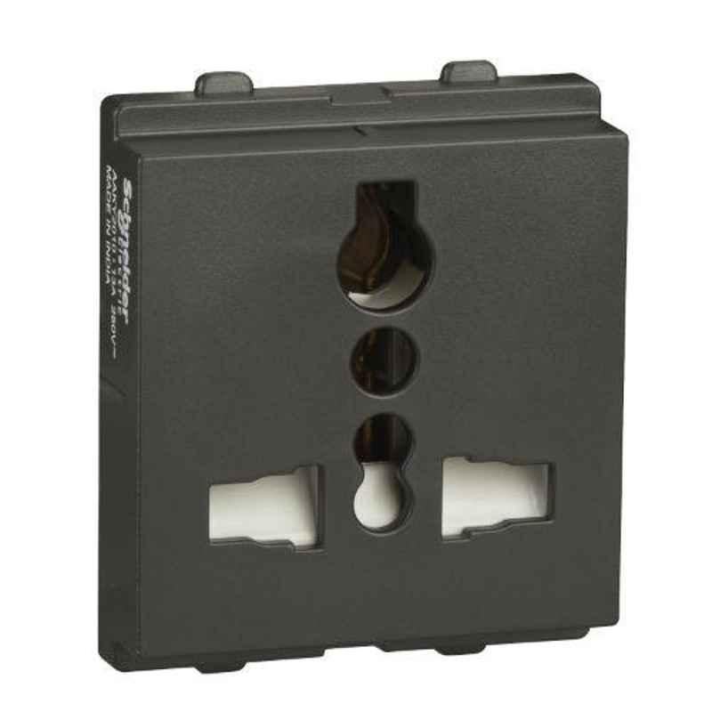 Schneider Electric Opale 13A 2 Module Coke Grey Multi Pin Socket with Shutter, AAKY2010 (Pack of 10)