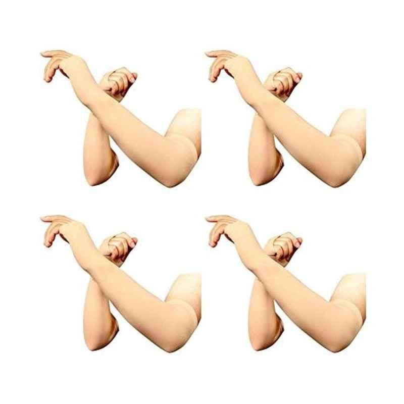 Delhi Deals Beige Full Hand Gloves Cold & Sun Protective Pack of 4 Pairs, SDL693312263