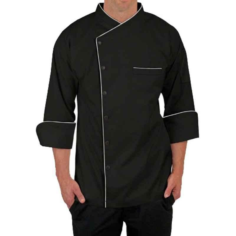 Superb Uniforms Polyester & Cotton Black 3/4 Raglan Sleeves Chef Jacket for Men, SUW/B/CC04, Size: 3XL