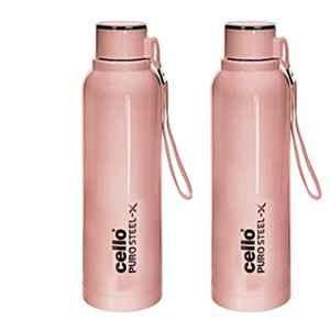 Cello 900ml Puro Steel-X�Benz Pink Stainless Steel Water Bottle (Pack of 2)