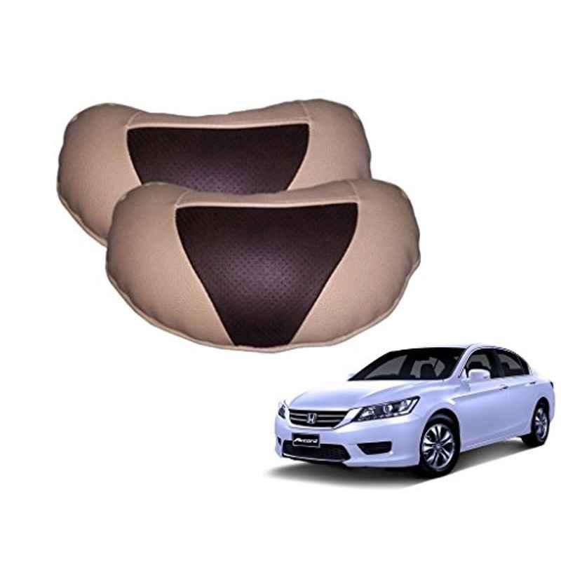 Kozdiko 2 Pcs Brown & Beige Neck Rest Set for Honda Accord, koz_33506