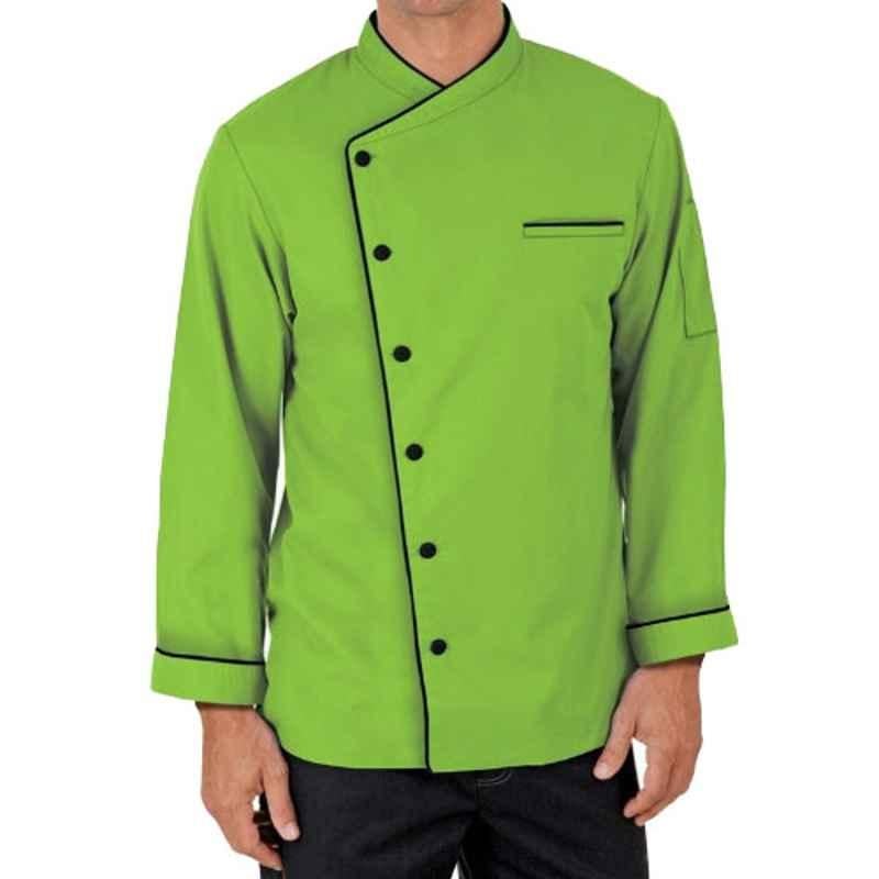 Superb Uniforms Polyester & Cotton Green Full Sleeves Folded Cuff Traditional Fit Chef Coat, SUW/G/CC023, Size: S