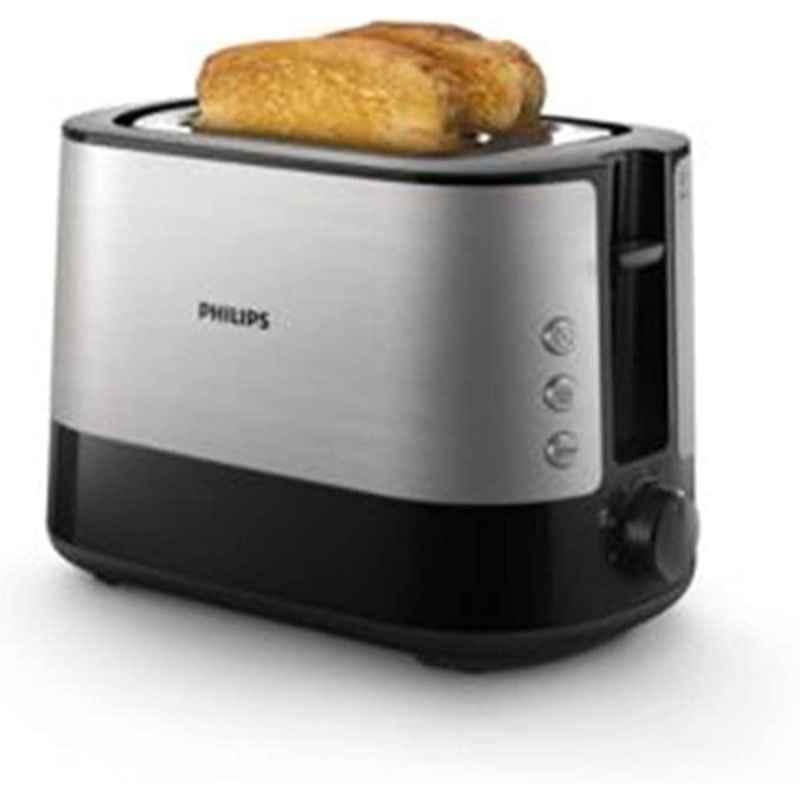 Philips 950W Plastic & Metal Black & Silver Toaster, HD2637