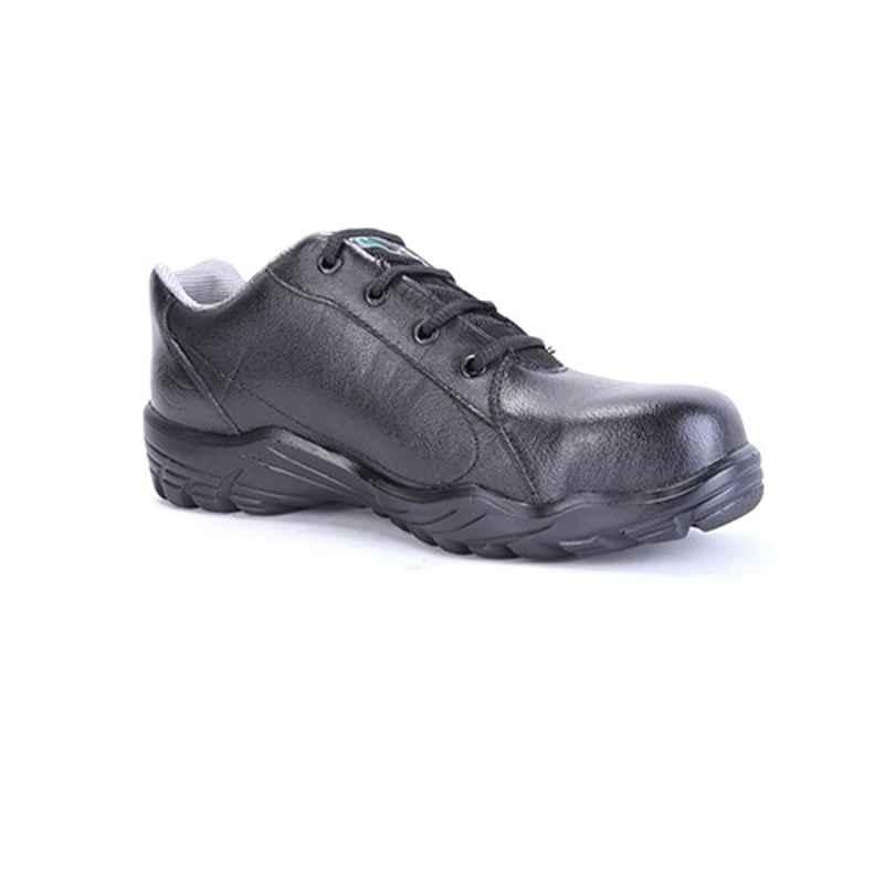 Porivs Xenon Plus Steel Toe Black Work Safety Shoes, Size: 8