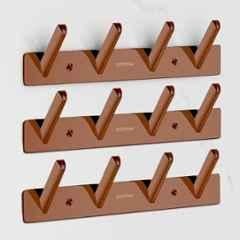 Plantex Wall Hooks for Hanging Cloth/Stainless Steel Towel Hangers/Bathroom Robe Hooks/Door Hangers/Square Wall Hook/Hook Rail for Hanging Keys 4 Hooks (Pack of 3), PVD Rose Gold