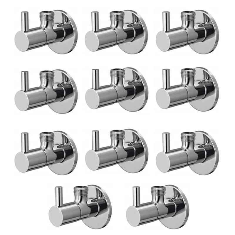 Spazio Stainless Steel Chrome Finish Turbo Angle Valve with Wall Flange (Pack of 11)