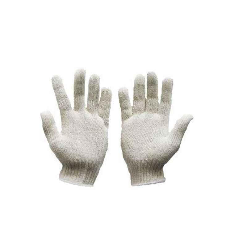 SRTL 50 g White Cotton Knitted Hand Gloves (Pack of 50)
