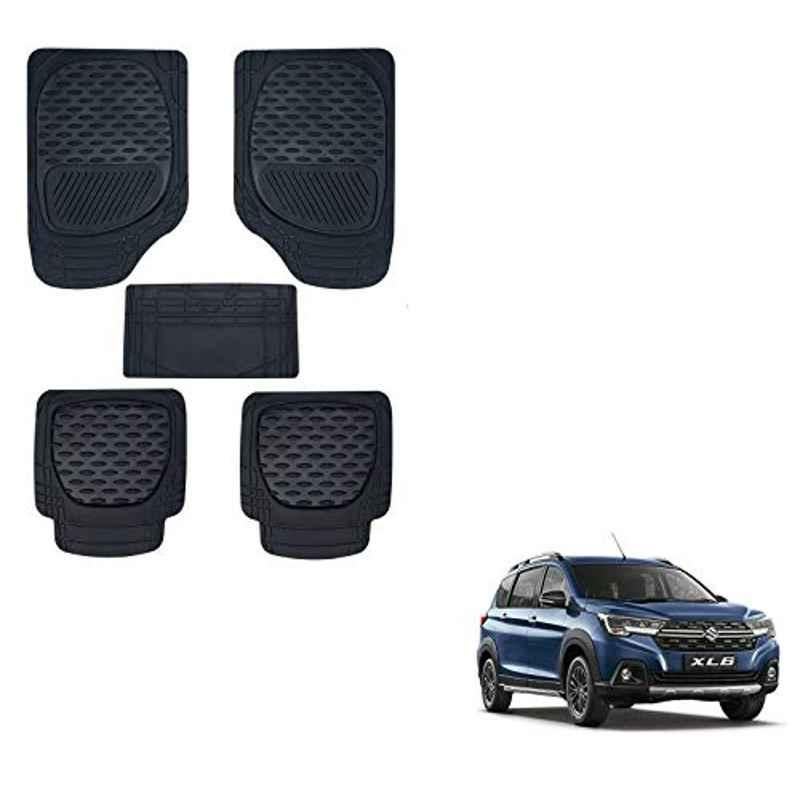 Kozdiko 6255 5 Pcs Rubber & PVC Black Heavy Car Foot Mat Set for Maruti Suzuki XL6