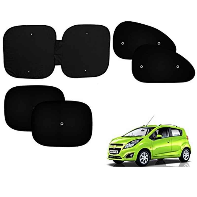 Auto Pearl 5 Pcs PVC & Mesh Black Window & Front Sun Shade Set for Chevrolet Beat 2015