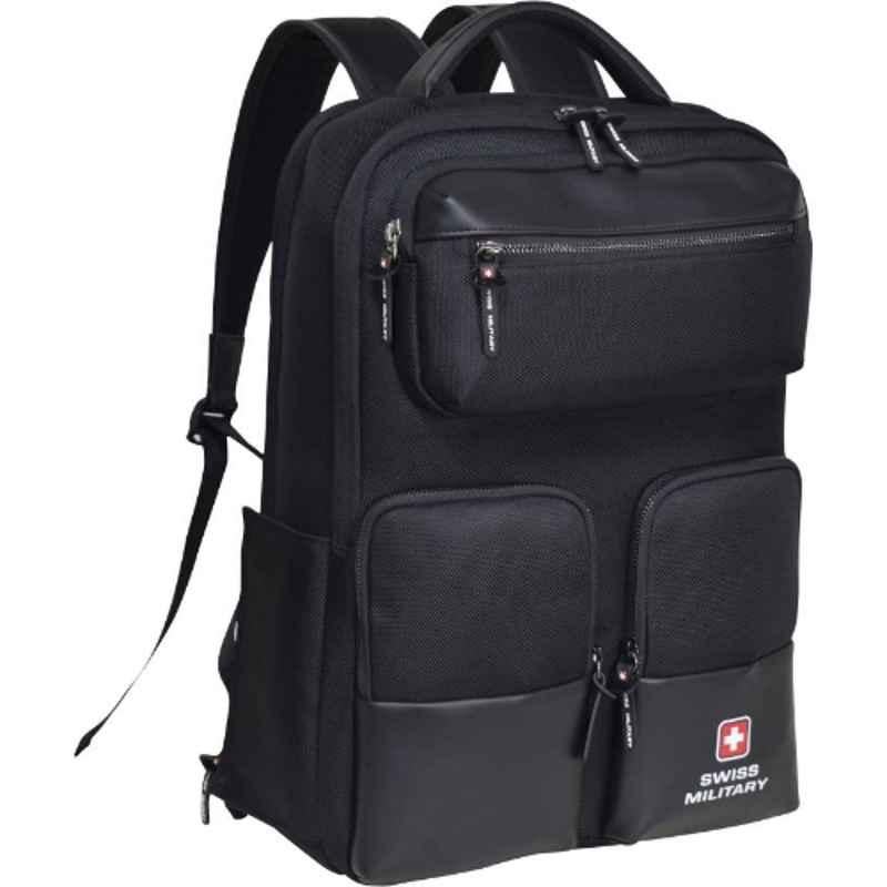 Buy Swiss Military 21 Litre Polyester Black Medium Laptop Backpack with USB C Type Charging Port BLIZZARD LBP114 BLK 21LTR Online At Price 3125