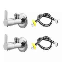Fastgear 4 Pcs Marc Stainless Steel Silver Chrome Finish Bathroom Faucet Set, FG2743