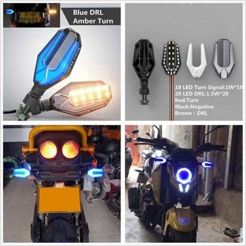 Buy Miwings Side Handle Bar Led Blinker Light Turn Signal Led Light  Indicators For Bikes 2Pc Set (Blue & White) Lamp For All Bikes Online At  Price ₹329