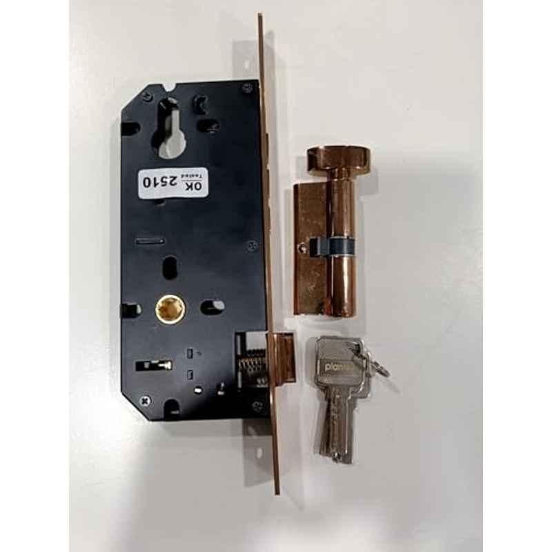 Plantex Mortise Door Lock Set with Brass Cylinder & Keys/Heavy-Duty Main Door Lock Body PVD Rose Gold