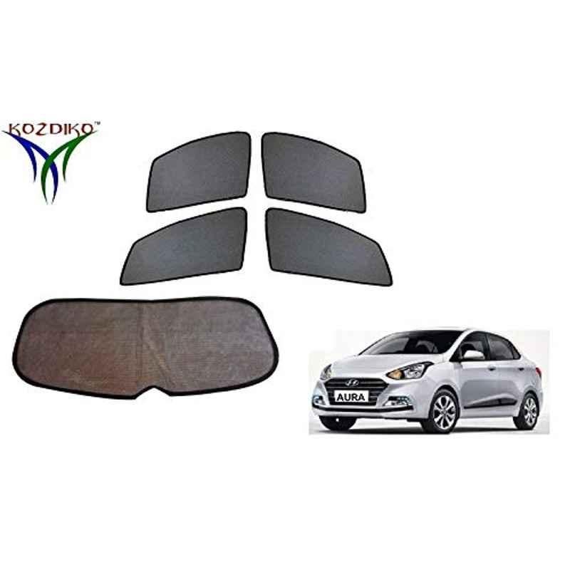 Kozdiko 4 Pcs Black Car Half Magnetic Sunshade Curtain with Dicky Set for Hyundai Aura