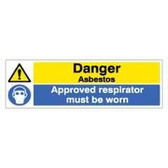 SUNSIGNS 600x200mm Vinyl & Acrylic Sandwich Danger Asbestos Approved Respirator Must be Worn Signage, SN0145VNLM1HPIDAM