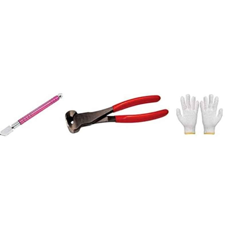 Abbasali 6 inch Pen Type Glass Cutter with Top Cutter & Knitted Gloves