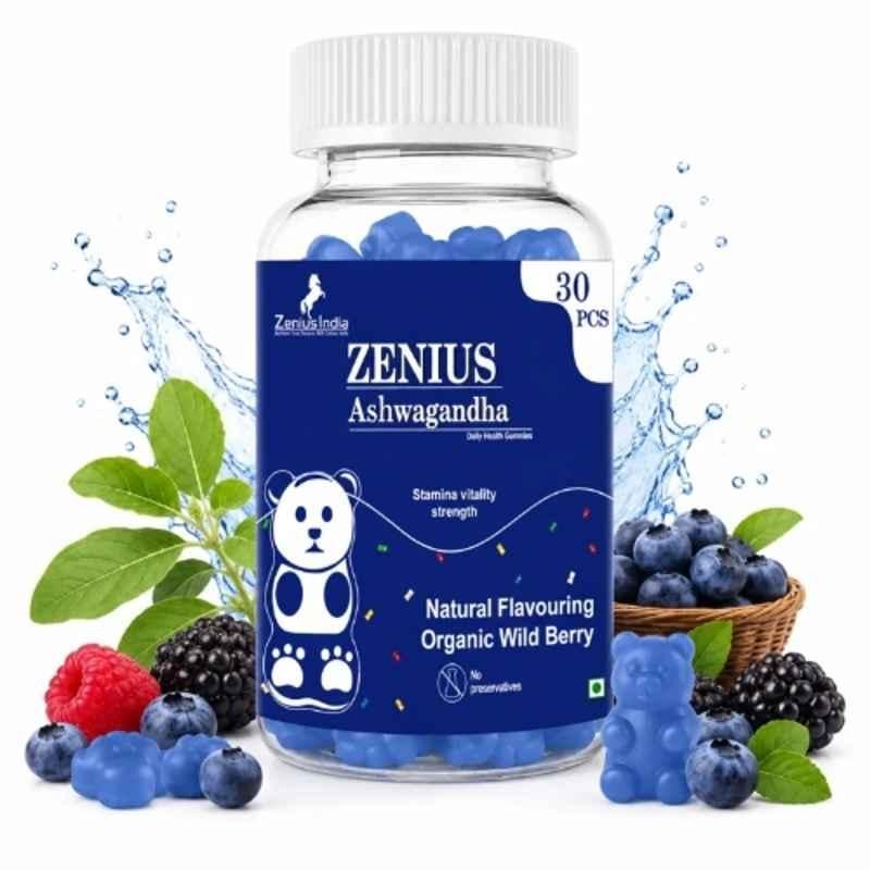Zenius India 30 Pcs Wild Berry Flavour Gummies with Vitamin D3 & Ashwagandha Root Extract for Supports Stamina, Vitality, Builds Strength & Endurance