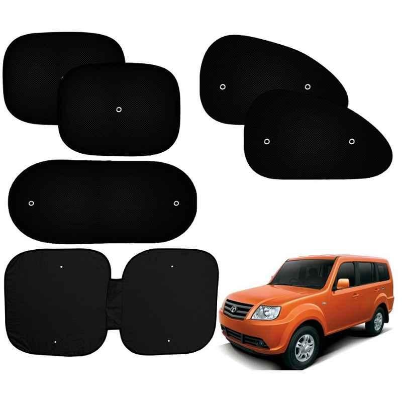 Auto Pearl 6 Pcs PVC & Mesh Black Window, Front & Rear Sun Shade Set for Tata Sumo Grande, Chipkoo_6Pcs_SumoGrand