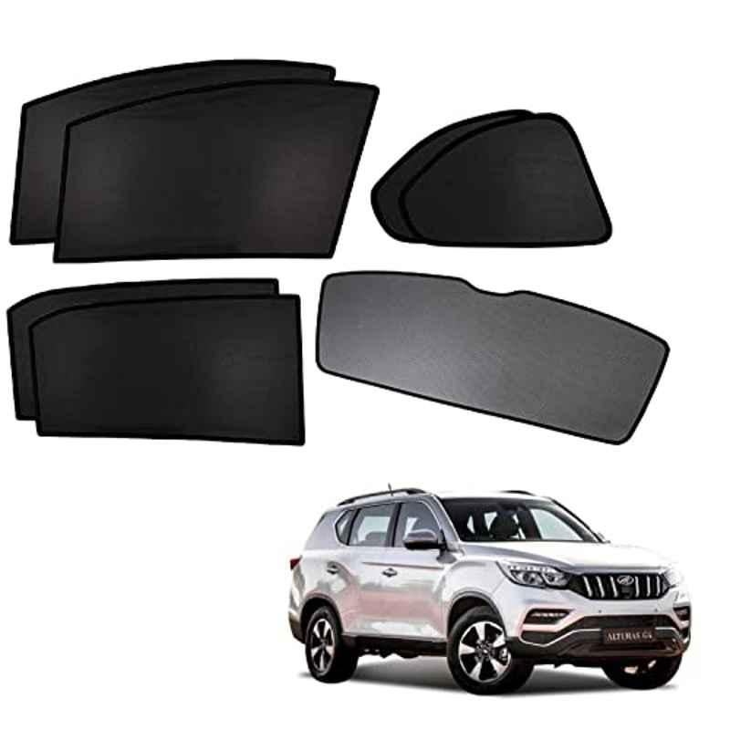 Kozdiko 5 Pcs Polyester Black Non Magnetic Window & Rear Sun Shades Set for Mahindra Alturas G4