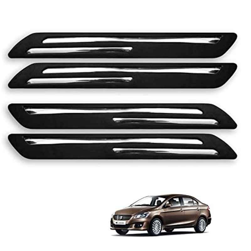 Kozdiko 4 Pcs Rubber Black Double Chrome Strips Car Bumper Protector Guard Set for Maruti Suzuki Ciaz