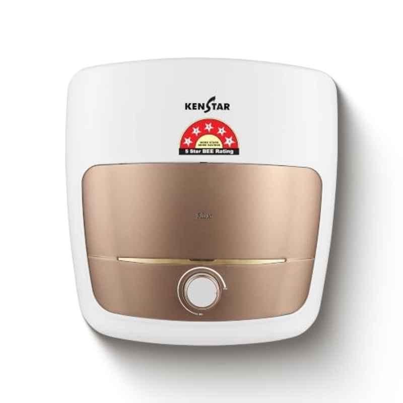 Kenstar Flux 10 Litre 1993W ABS White & Brass 5 Star Storage Water Heater