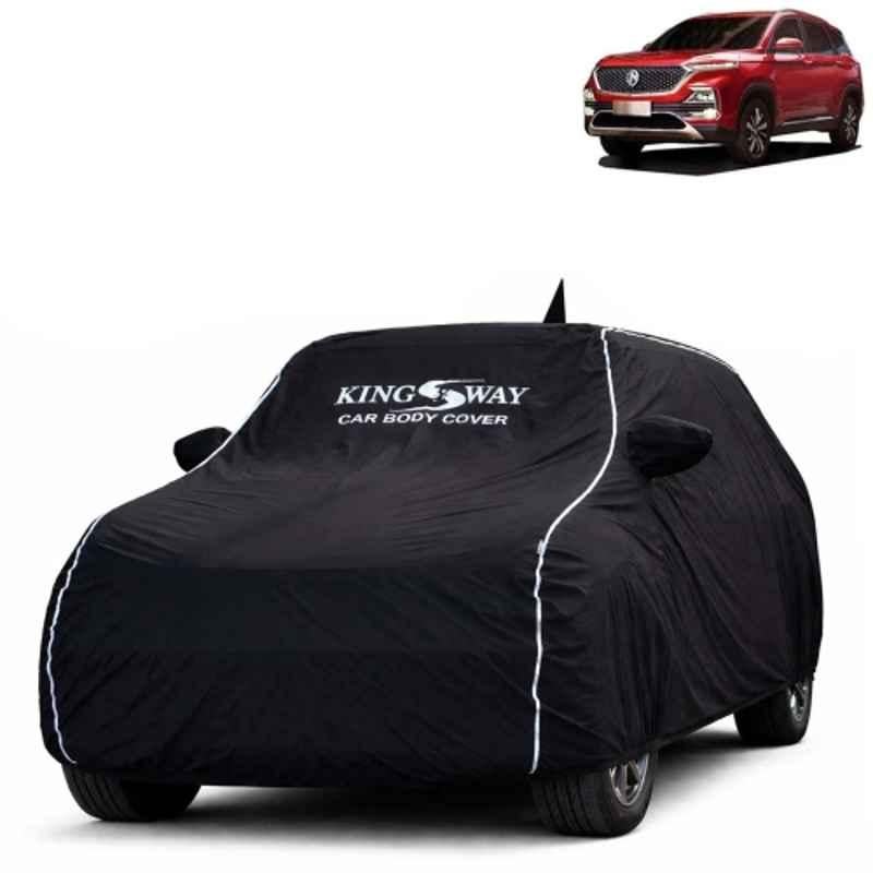 Kingsway Super Waterproof All Weather Protection Polypropylene Black Car Cover for MG Hector 2019 to 2022 with Mirror & Antenna Pockets