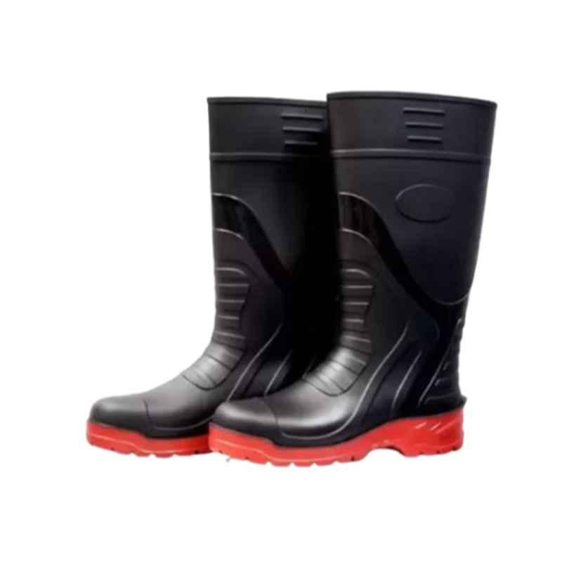 Metro 13 inch PVC Black Steel Toe Safety Gumboot, Size: 10