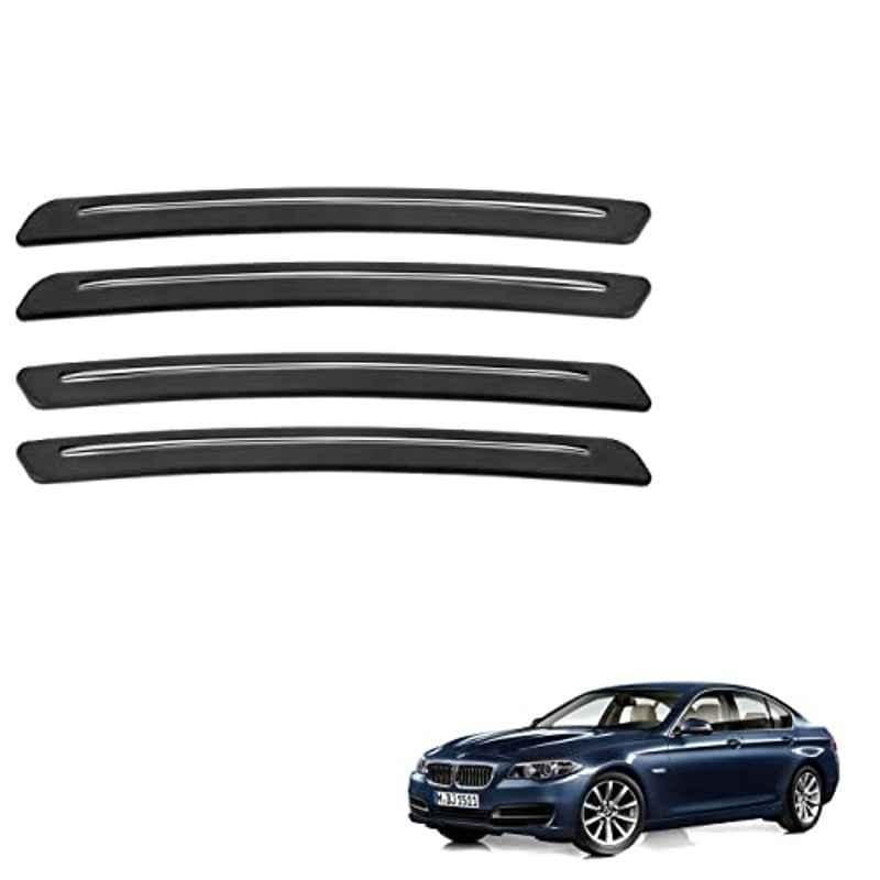 Kozdiko 4 Pcs Rubber Black Car Bumper Protector Set with Chrome Strip for BMW 5 Series