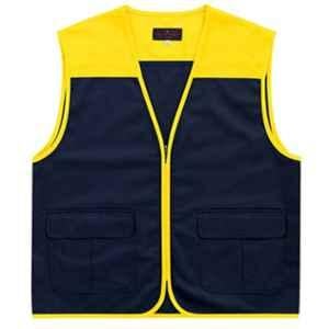 Superb Uniforms Cotton Yellow & Navy Industrial Safety Jacket, SUWVJ/YN/01, Size: L