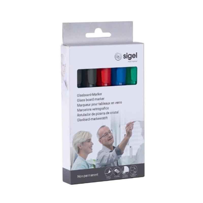 Sigel GL711 5Pcs 2-3 mm Round Nib Glass Board Marker Set