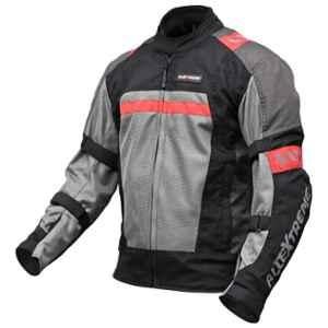 AllExtreme BAZOOKA Black & Red Unisex All Weather Adult Motorcycle Riding Jacket with Protection Back & Elbow Guard Reflective Stickers & Abrasion Resistance, Size: XL