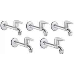 Senkiddpro Fusion Steel Chrome Finish Wall Mounted Long Body Tap with Wall Flange (Pack of 5)