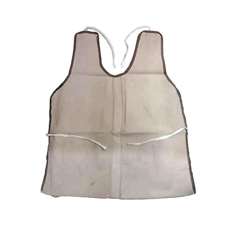 Rahul Professionals Leather White Adjustable Safety Apron for Men & Women