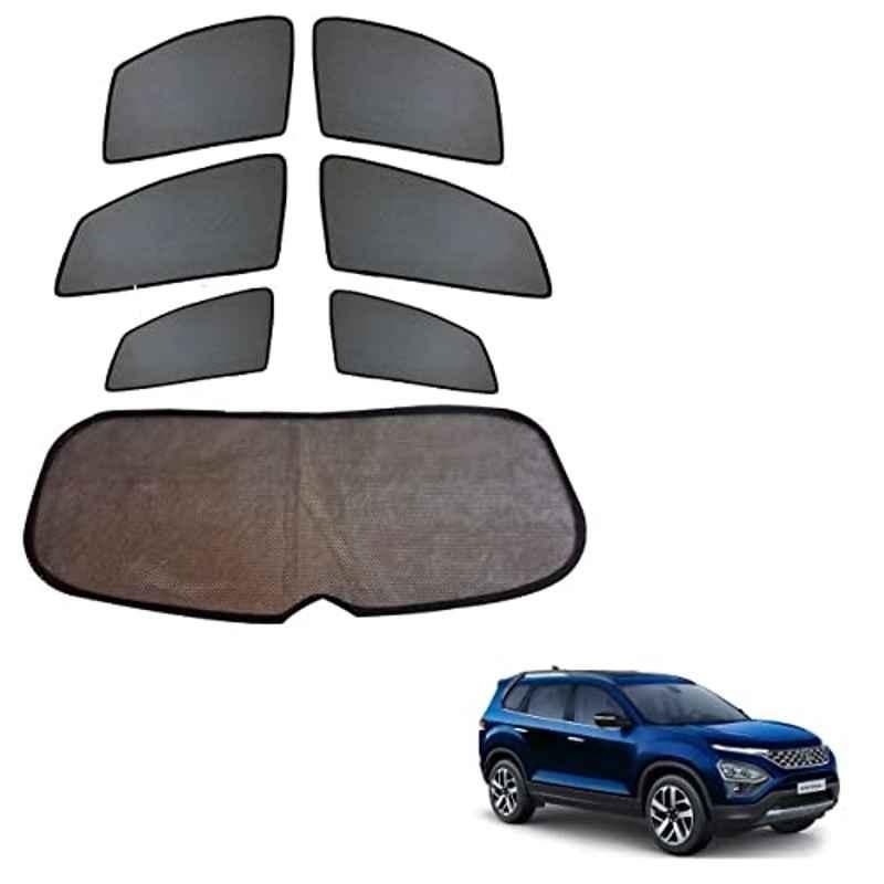 Kozdiko 7 Pcs Black Fixed Window & Rear Sun Shade Set for Tata New Safari 2021