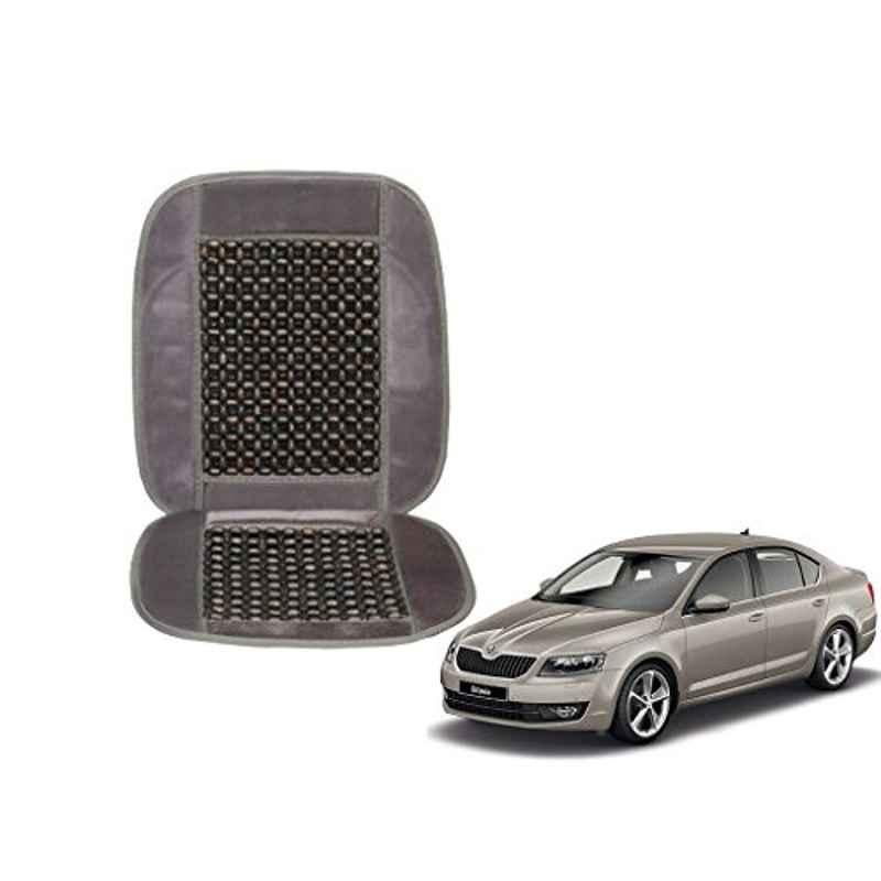 Kozdiko Wooden Beads Car Seat Cushion with Velvet Border for Skoda Octavia