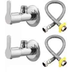 Senkiddpro 2 Pcs Stainless Steel Chrome Wall Mounted Angle Cock with 2 Pcs Connection Pipe Combo