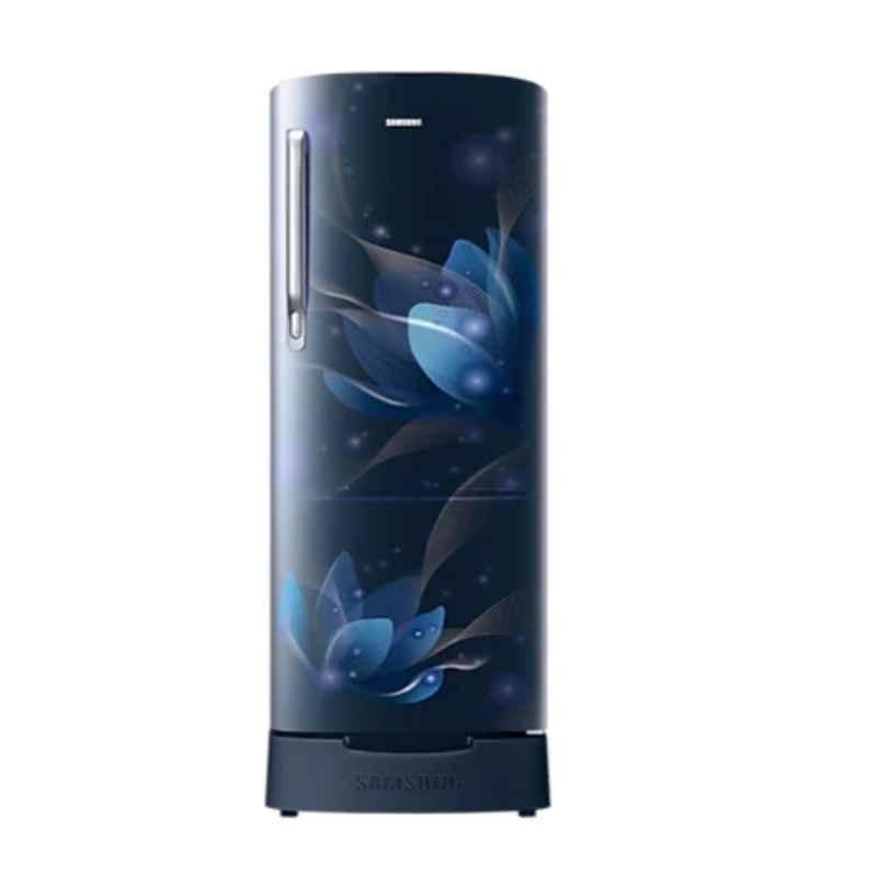 Samsung 192L 2 Star Saffron Blue Direct Cool Single Door Refrigerator with Base Stand Drawer, RR20A181BU8