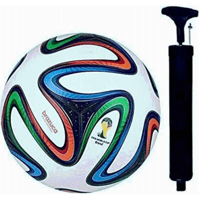 HTM Brazuca Football with Hand Pump (Pack of 2), Size: 5