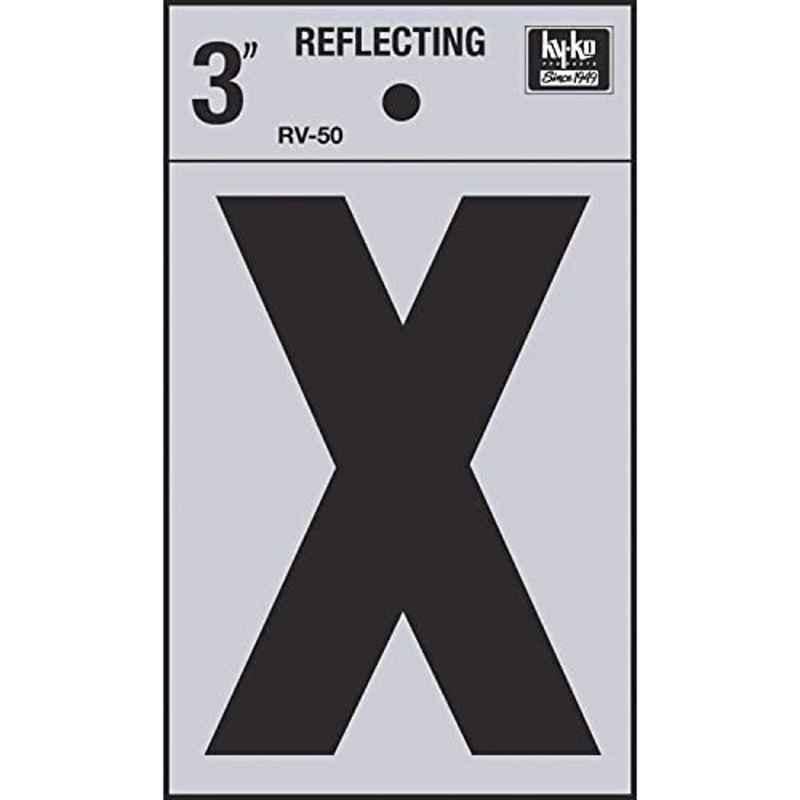 HY-KO RV-50/X 3 inch Vinyl Black Reflective Letter X, 107133