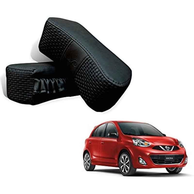 Kozdiko 2 Pcs Memory Foam Black Car Vastra Neck Rest Cushion Set for Nissan Micra 2015, koz_5211