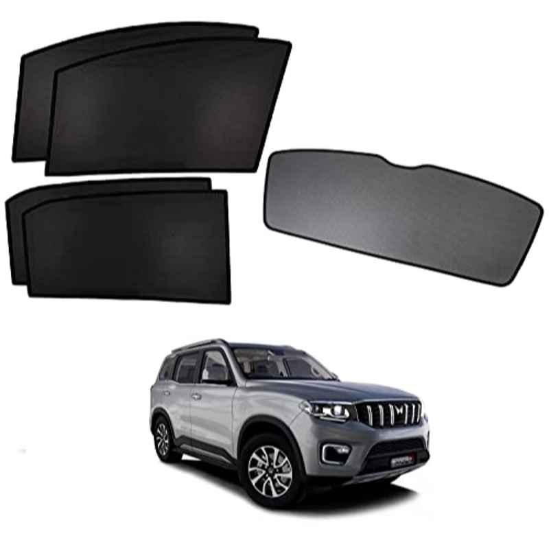 Kozdiko 5 Pcs Polyester Black Non Magnetic Window & Rear Sun Shades Set for Mahindra Scorpio-N-2022