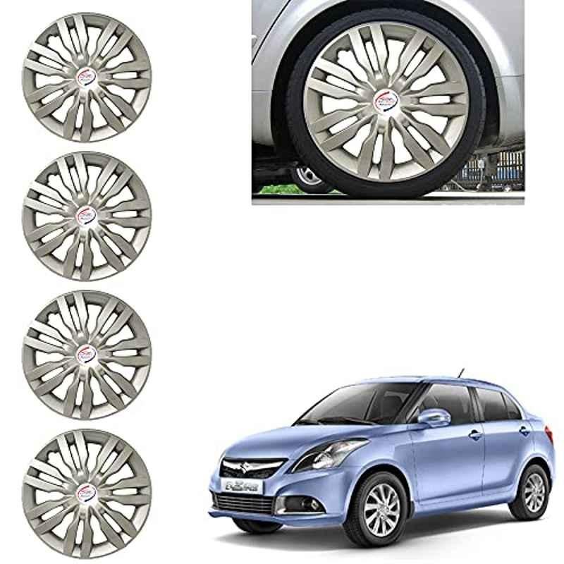 Auto Pearl 4 Pcs 14 inch Silver ABS Press Type Hubcap Wheel Cover Set with Retention Ring for Maruti Suzuki SwiftDziretype3