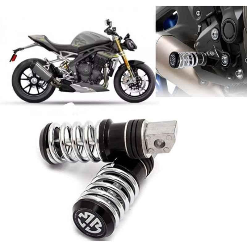 Auto Pearl 2 Pcs Steel Black Foot Rest Spring Coiled Set for Speed Triple ABS BS6