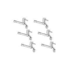 Zesta Turbo Stainless Steel Chrome Finish Silver Long Body Bib Cock with Flange, Size: Standard (Pack of 6)