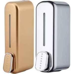 Fastgear 2 Pcs 380ml Plastic Silver & Gold Cubical Soap Dispenser Set