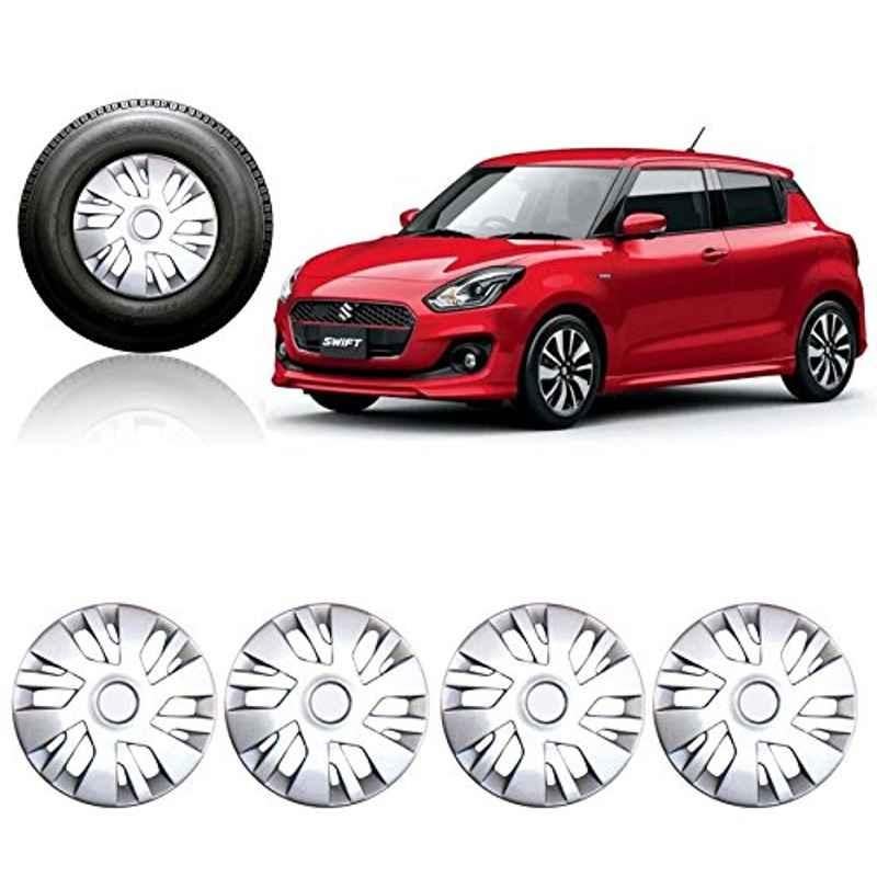 Auto Pearl 4 Pcs 14 inch Silver ABS Wheel Cover Set for Maruti Suzuki Swift 2018