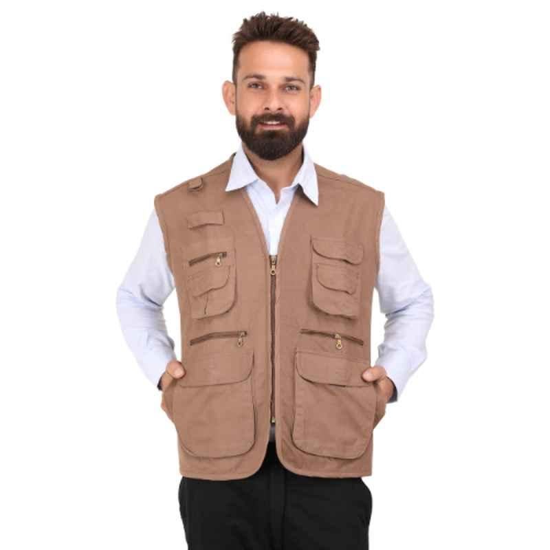 Club Twenty One Workwear Jurassic Cotton Brown Safety Vest Jacket, 4003, Size: M